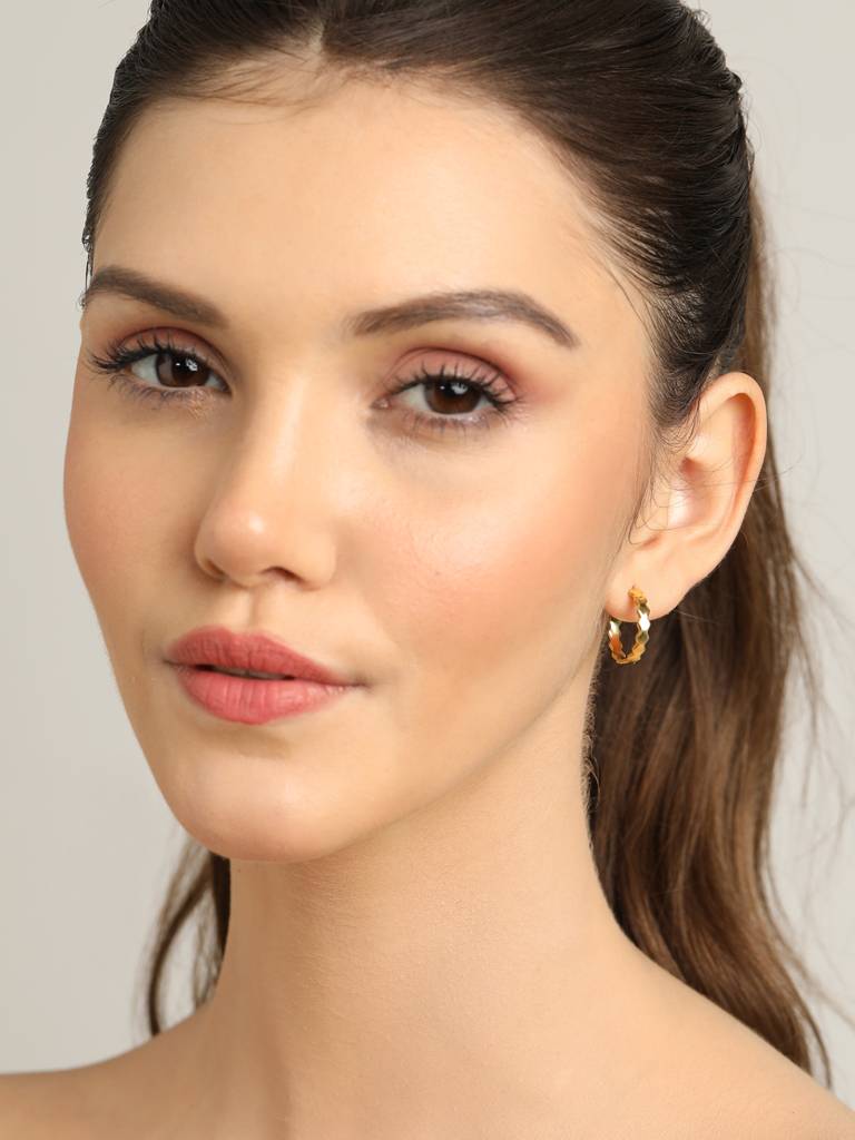 925 Sterling Silver Gold Rhodium Plated Ania Hoop Earrings Gift For Women & Girls : CSHDE36