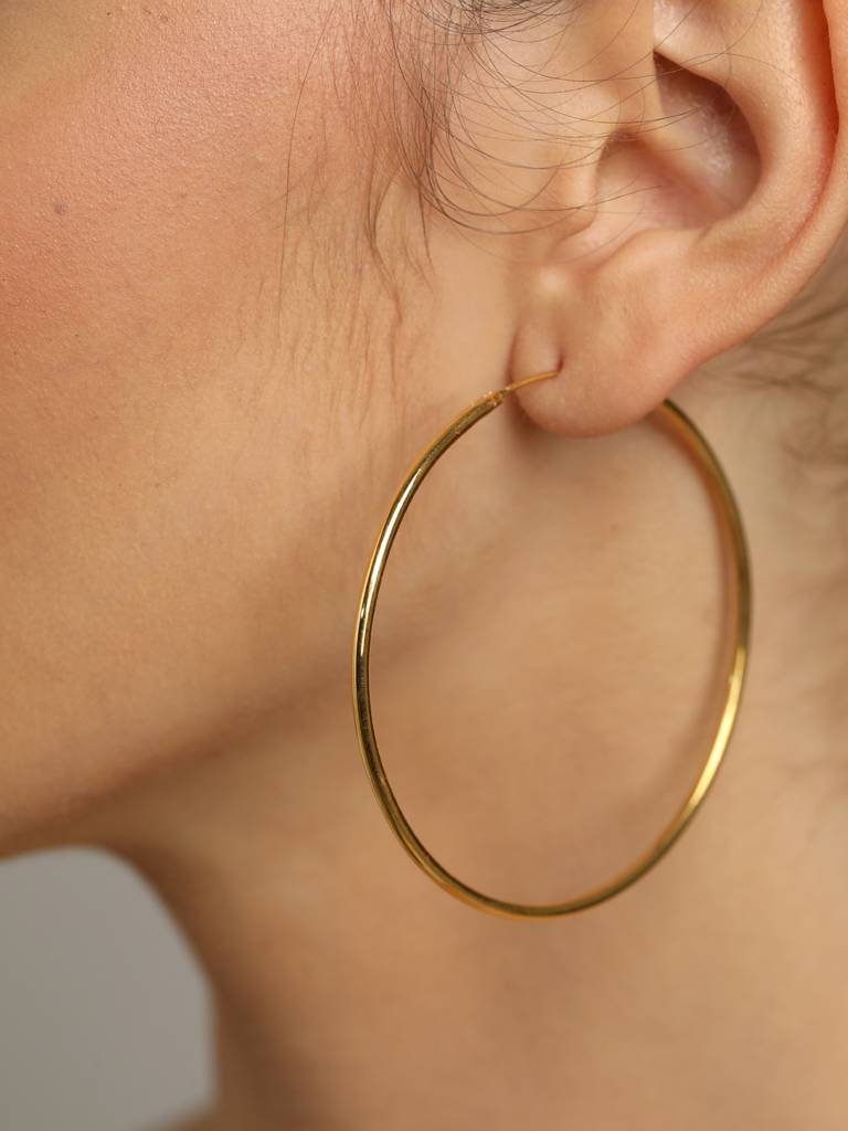 925 Sterling Silver Gold Rhodium Plated Classic Hoop Earrings Gift For Women & Girls : CSHDE40