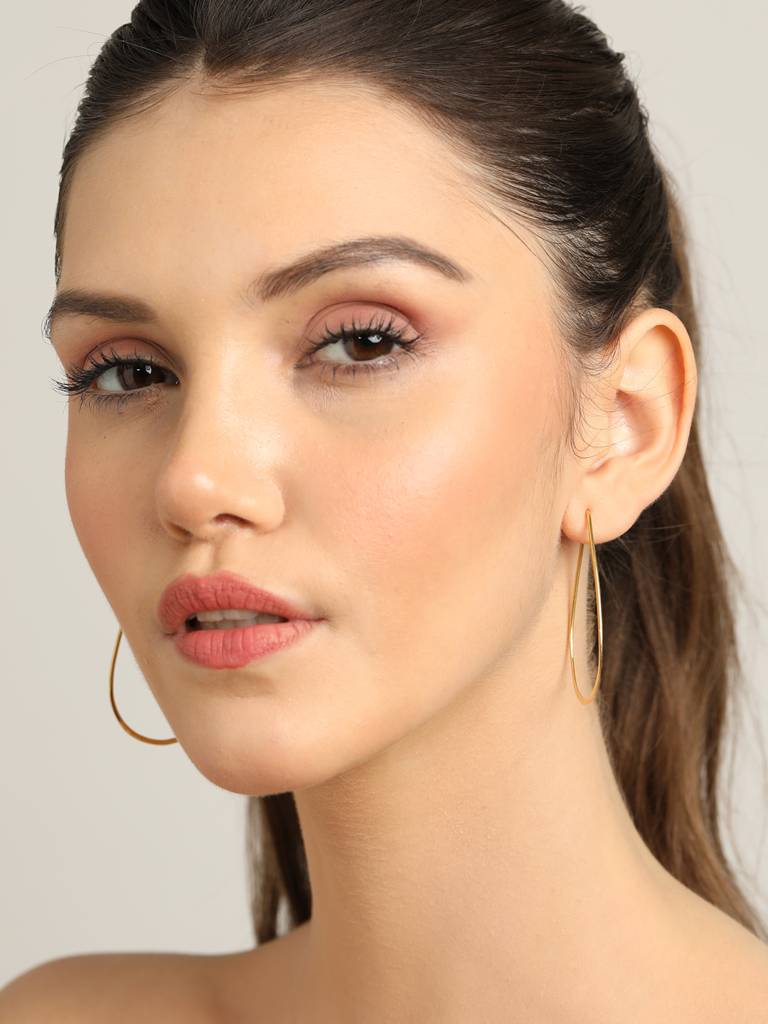 925 Sterling Silver Gold Rhodium Plated Aiwa Hoop Earrings Gift For Women & Girls : CSHDE41