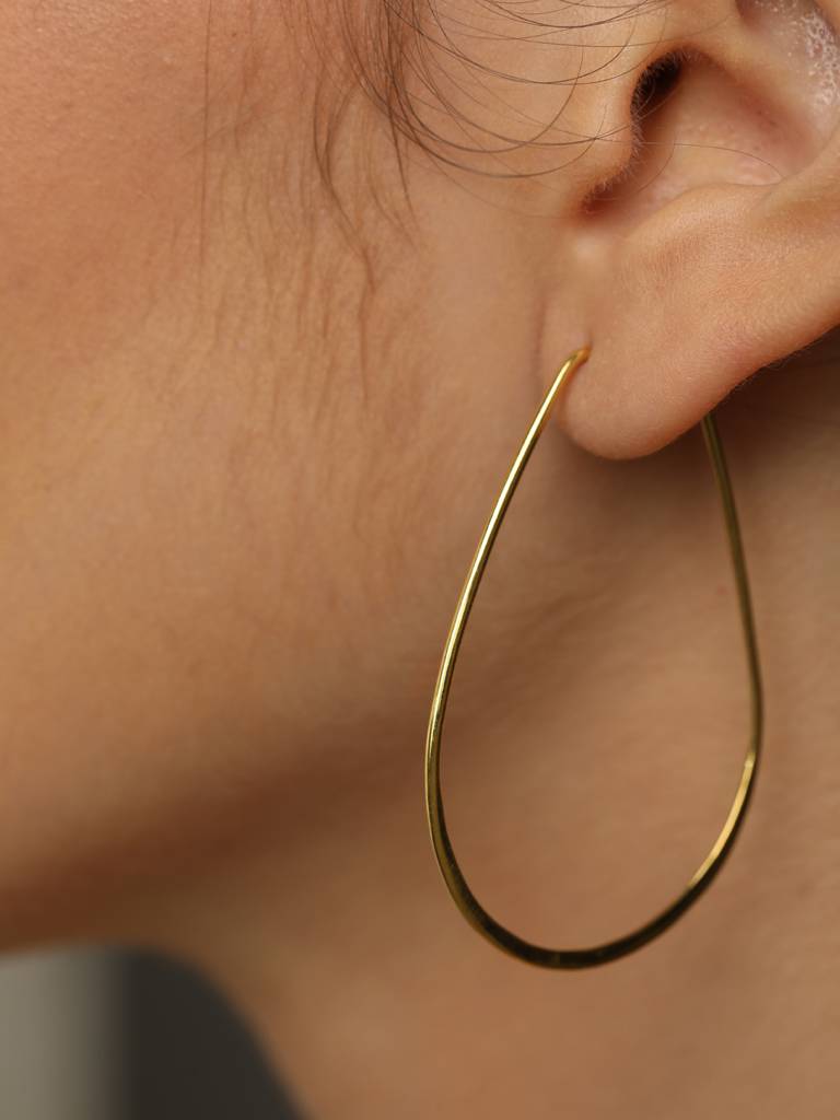925 Sterling Silver Gold Rhodium Plated Aiwa Hoop Earrings Gift For Women & Girls : CSHDE41