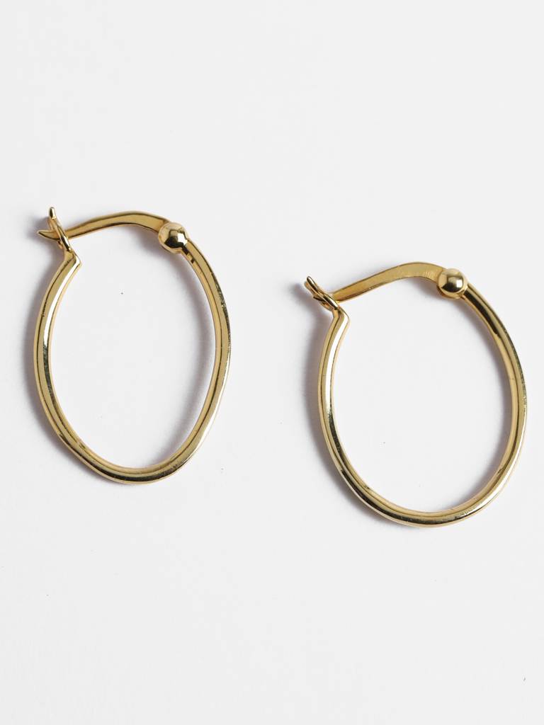 925 Sterling Silver Gold Rhodium Plated Oval Hoop Earrings Gift For Women & Girls : CSHDE42