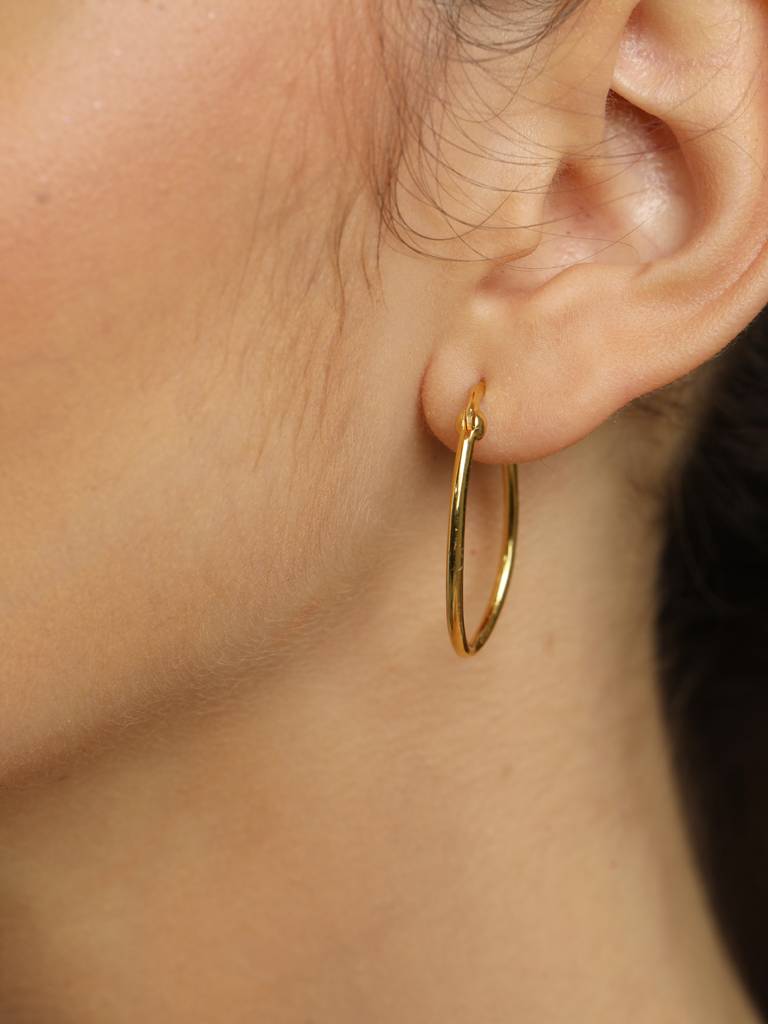 925 Sterling Silver Gold Rhodium Plated Oval Hoop Earrings Gift For Women & Girls : CSHDE42