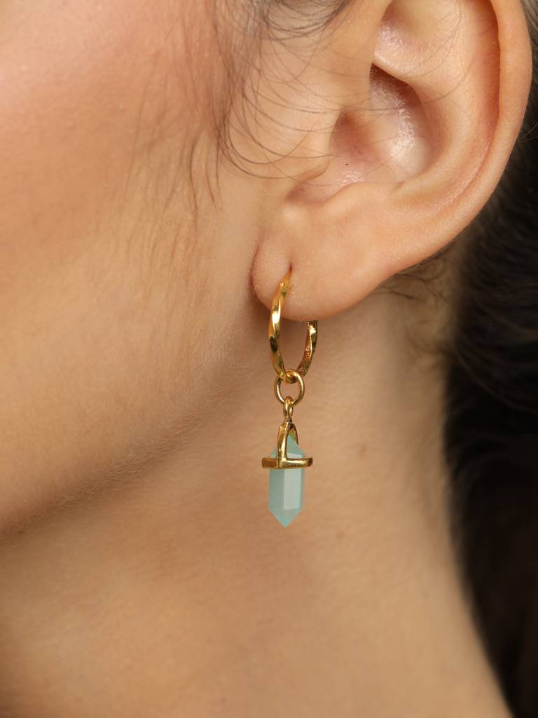 925 Sterling Silver Gold Rhodium Plated Aqua Hoop Drop Earrings Gift For Women & Girls : CSHDE43