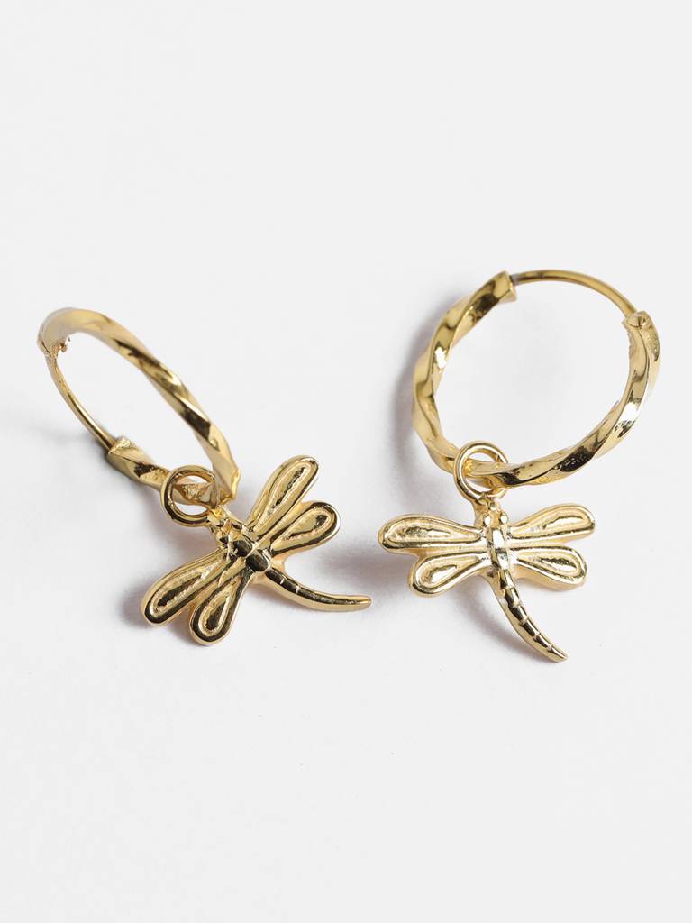 925 Sterling Silver Gold Rhodium Plated Butterfly Hoop Drop Earrings Gift For Women & Girls : CSHDE44