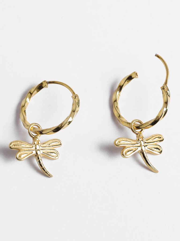 925 Sterling Silver Gold Rhodium Plated Butterfly Hoop Drop Earrings Gift For Women & Girls : CSHDE44