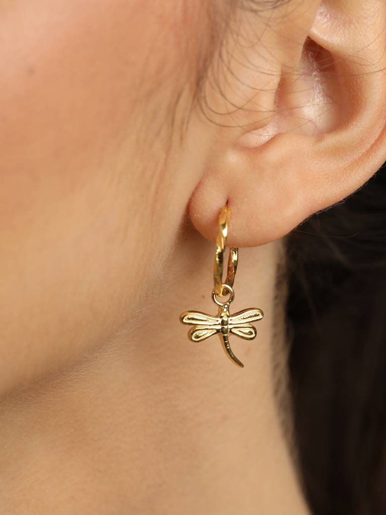 925 Sterling Silver Gold Rhodium Plated Butterfly Hoop Drop Earrings Gift For Women & Girls : CSHDE44