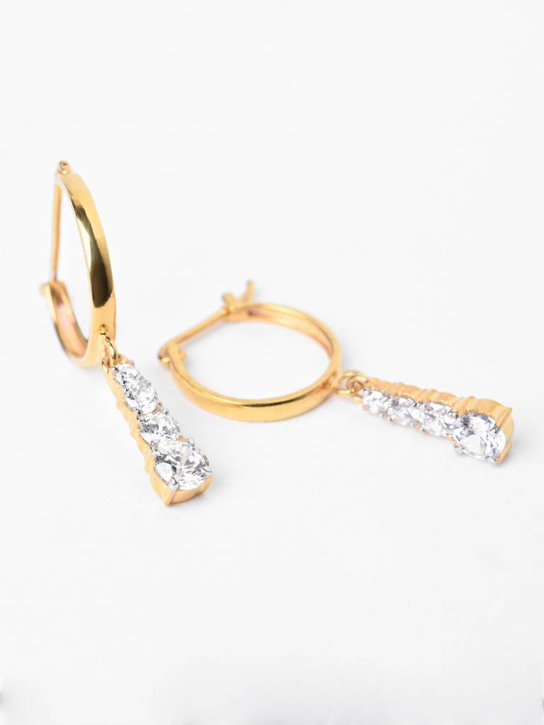 925 Sterling Silver Gold Rhodium Plated Swiss Zirconia Graduation Hoop Bali Earrings Gift For Women & Girls : CSHDE50