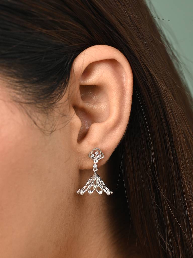 Clara 925 Silver Tashi Jhumki Earrings : CSJHE14