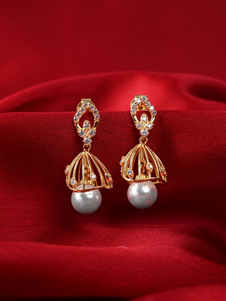 Clara Silver Avni Pearl Jhumki Earrings : CSJHE1