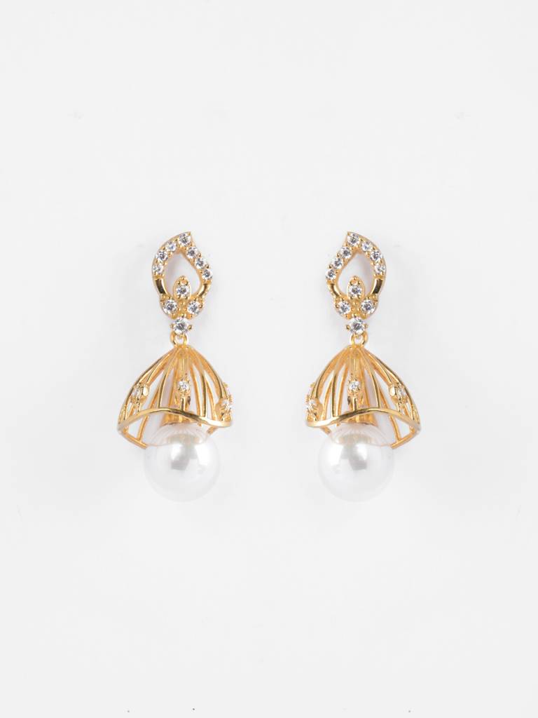 Clara Silver Avni Pearl Jhumki Earrings : CSJHE1