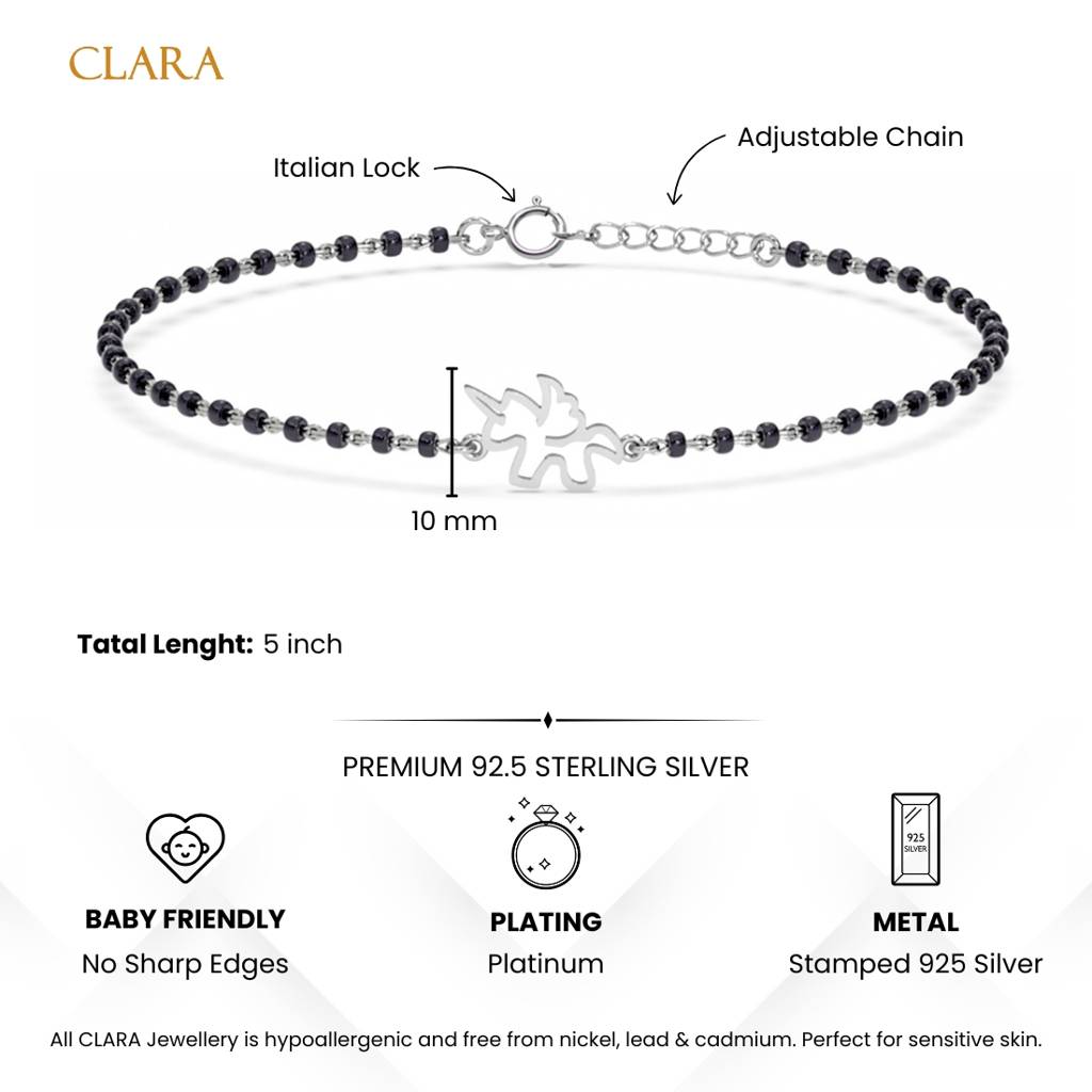 Baby Nazariya Kids Unicorn Bracelet With Black Beads Gift For Baby Boys And Girls : CSKDBR10