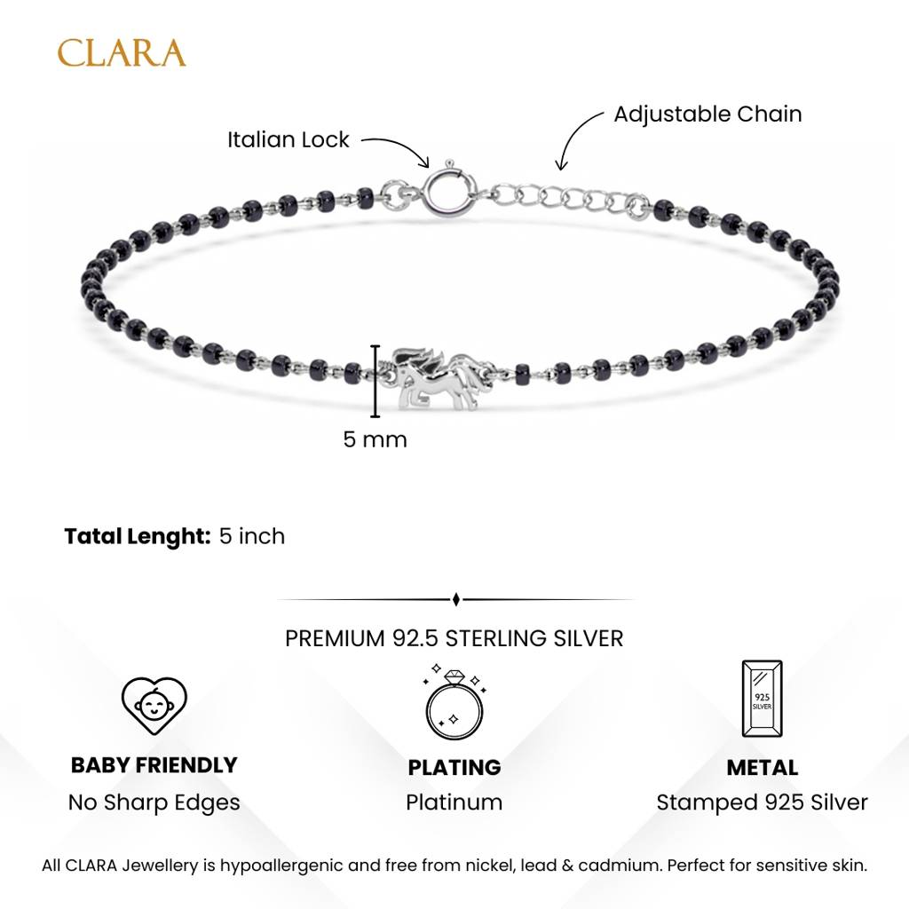 Baby Nazariya Kids Unipeg Unicorn Bracelet With Black Beads Gift For Baby Boys And Girls : CSKDBR11