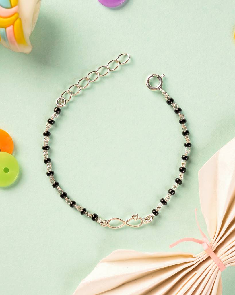 Baby Nazariya Kids Infinity Bracelet With Black Beads Gift For Baby Boys And Girls : CSKDBR1