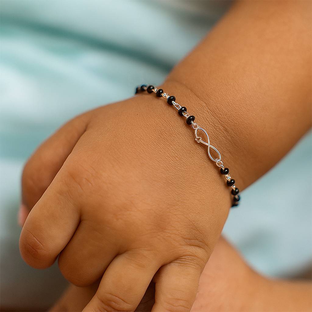 Baby Nazariya Kids Infinity Bracelet With Black Beads Gift For Baby Boys And Girls : CSKDBR1