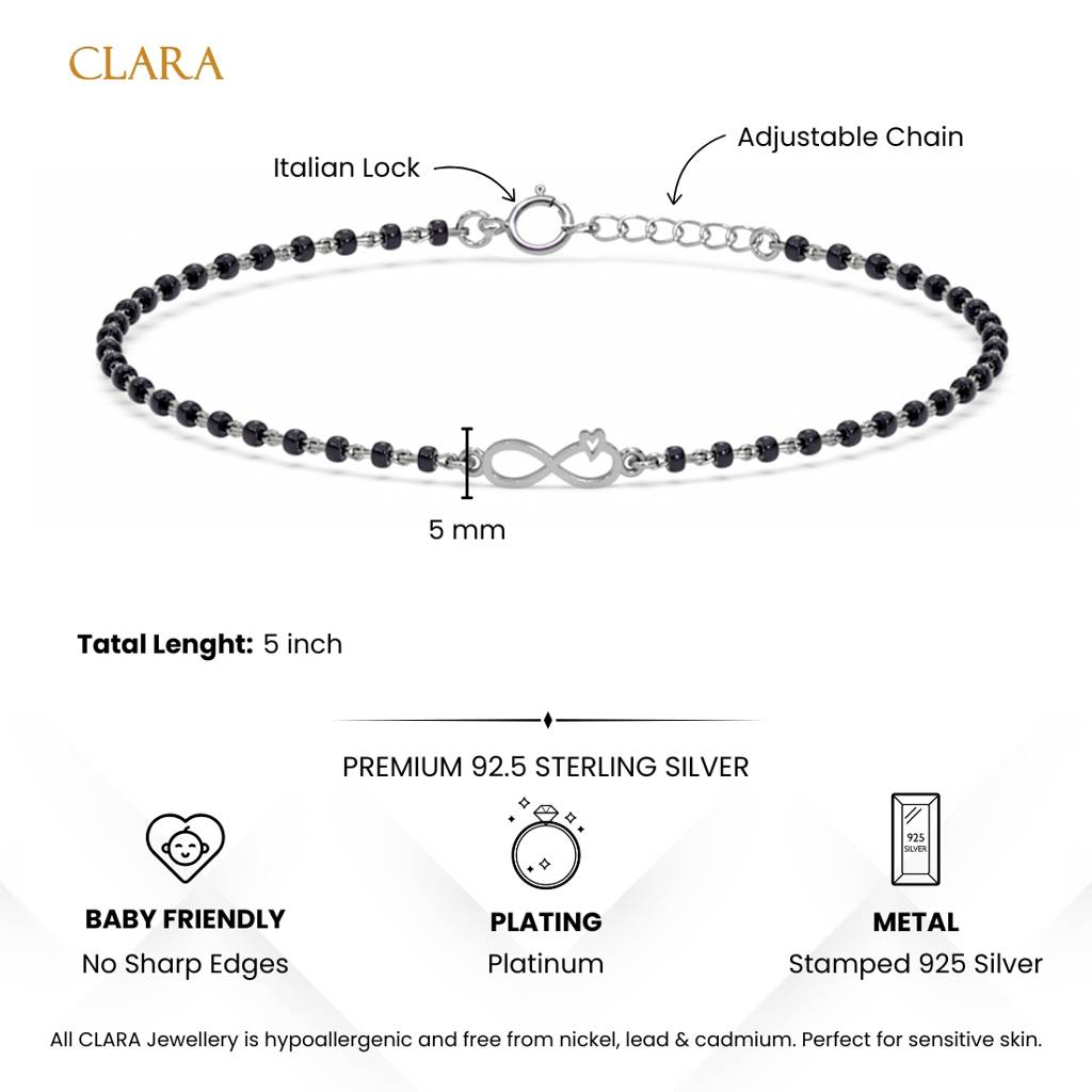 Baby Nazariya Kids Infinity Bracelet With Black Beads Gift For Baby Boys And Girls : CSKDBR1