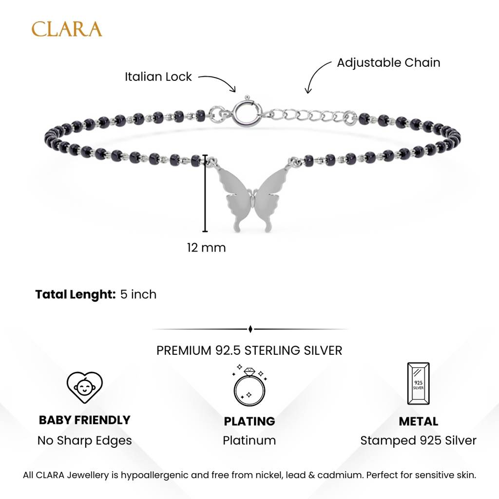 Baby Nazariya Kids Butterfly Bracelet With Black Beads Gift For Baby Boys And Girls : CSKDBR4