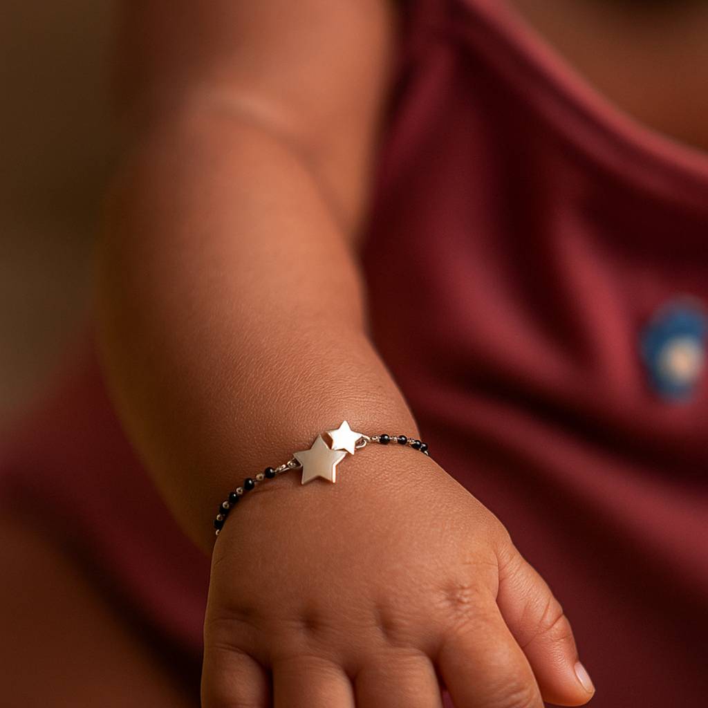 Baby Nazariya Kids Star Bracelet With Black Beads Gift For Baby Boys And Girls : CSKDBR6