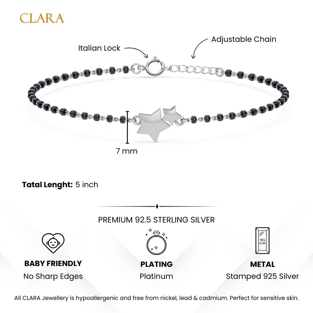 Baby Nazariya Kids Star Bracelet With Black Beads Gift For Baby Boys And Girls : CSKDBR6