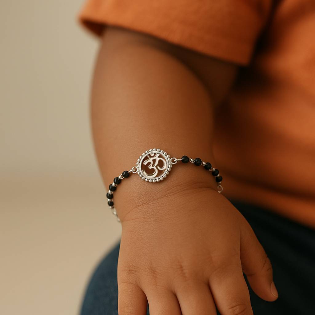 Baby Nazariya Kids Om Bracelet With Black Beads Gift For Baby Boys And Girls : CSKDBR7