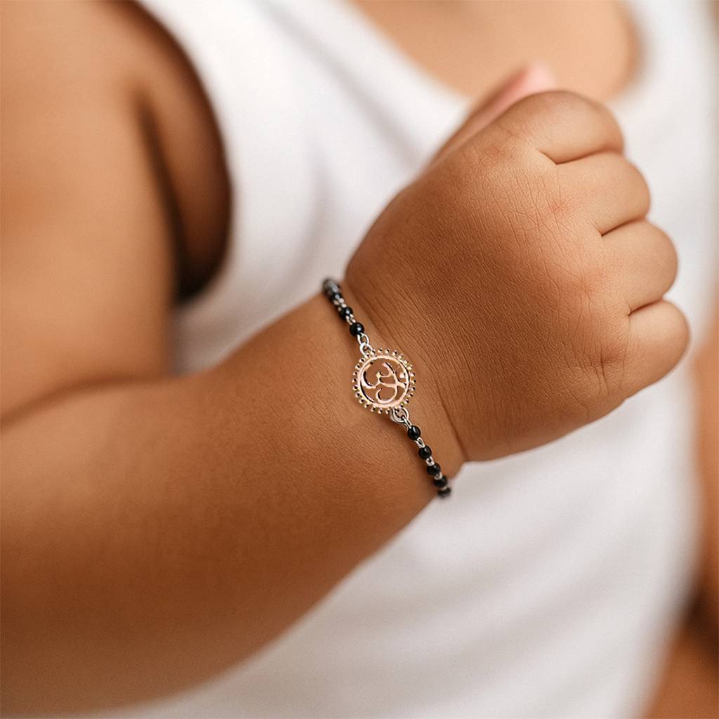 Baby Nazariya Kids Om Bracelet With Black Beads Gift For Baby Boys And Girls : CSKDBR7