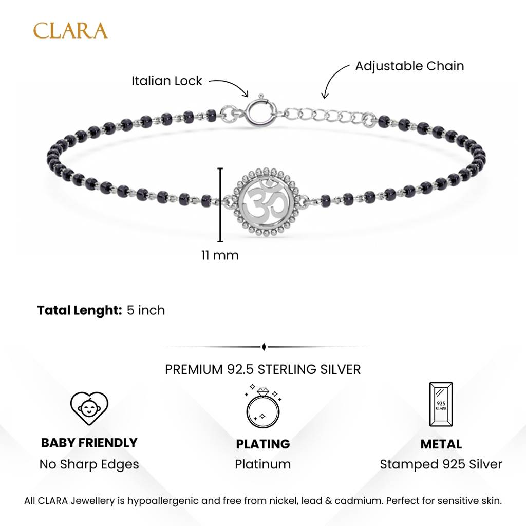 Baby Nazariya Kids Om Bracelet With Black Beads Gift For Baby Boys And Girls : CSKDBR7
