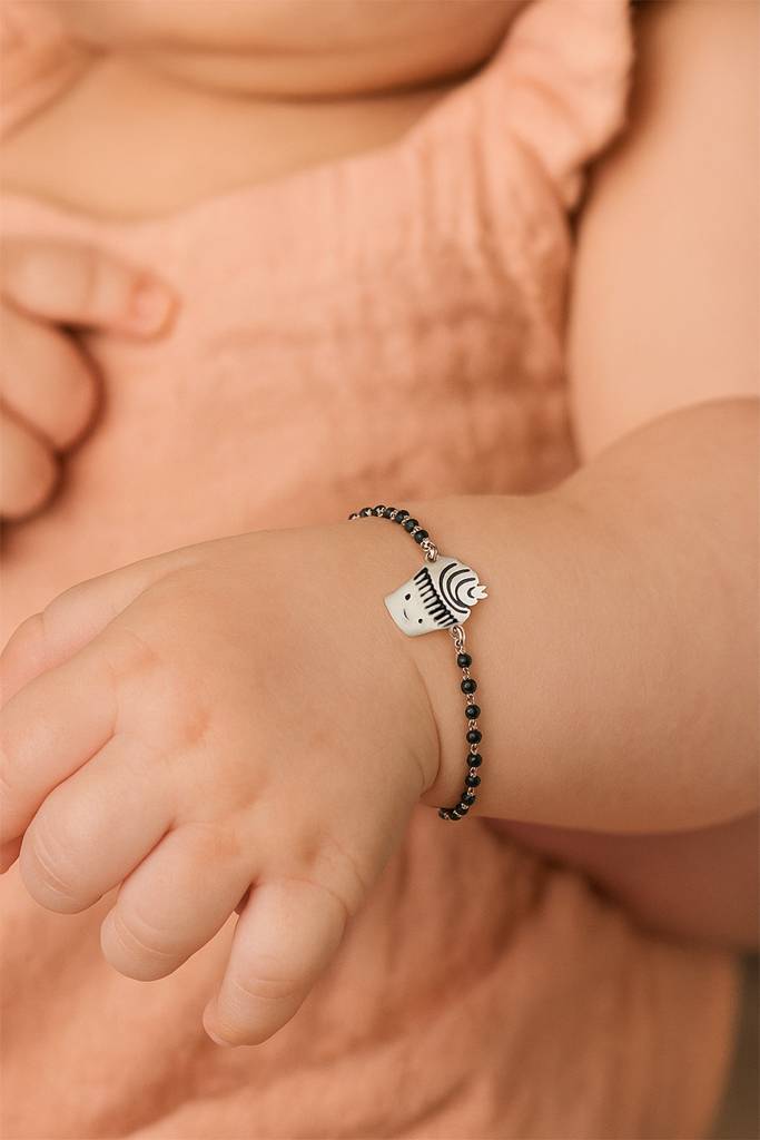 Baby Nazariya Kids Cupcake Bracelet With Black Beads Gift For Baby Boys And Girls : CSKDBR8