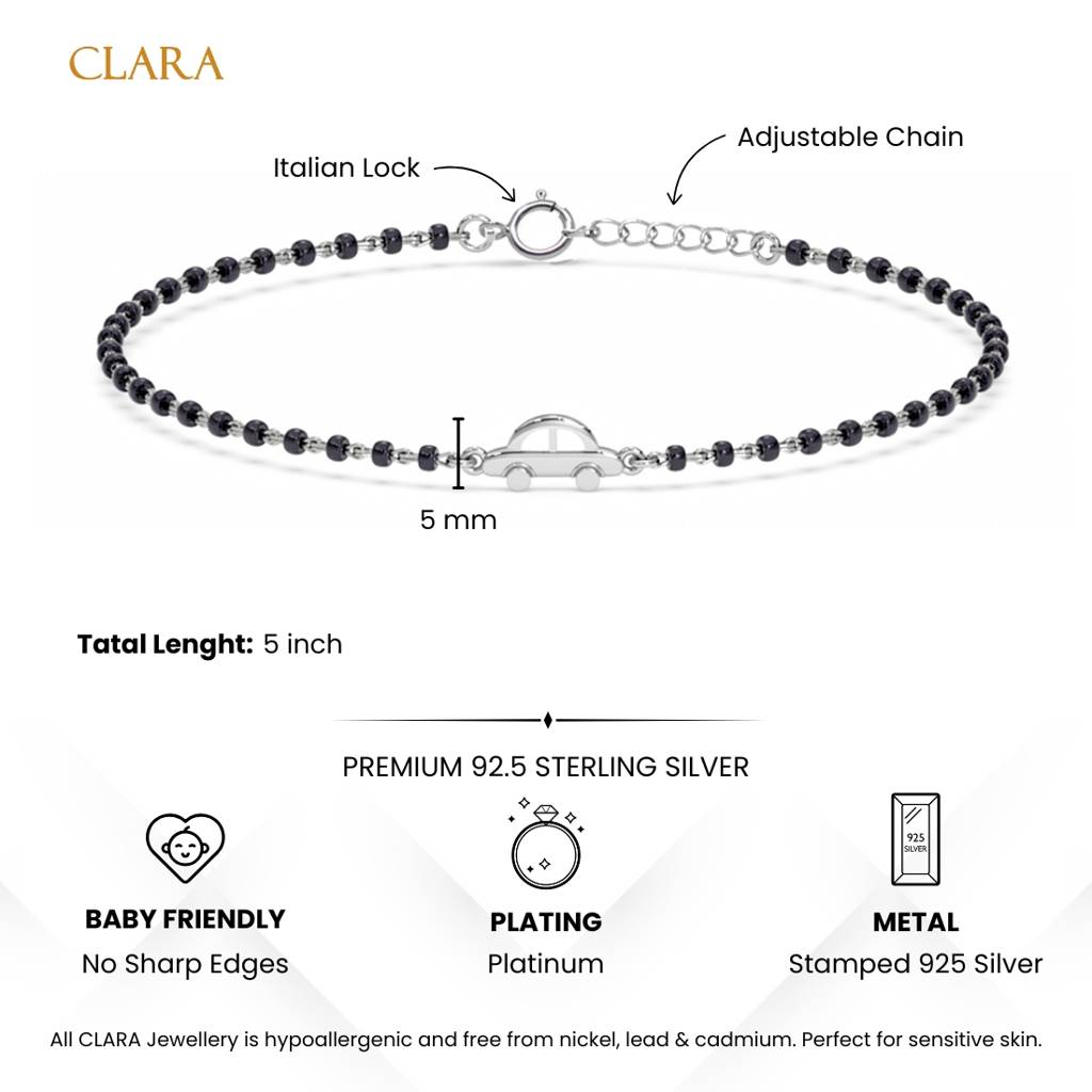 Baby Nazariya Kids Car Bracelet With Black Beads Gift For Baby Boys And Girls : CSKDBR9