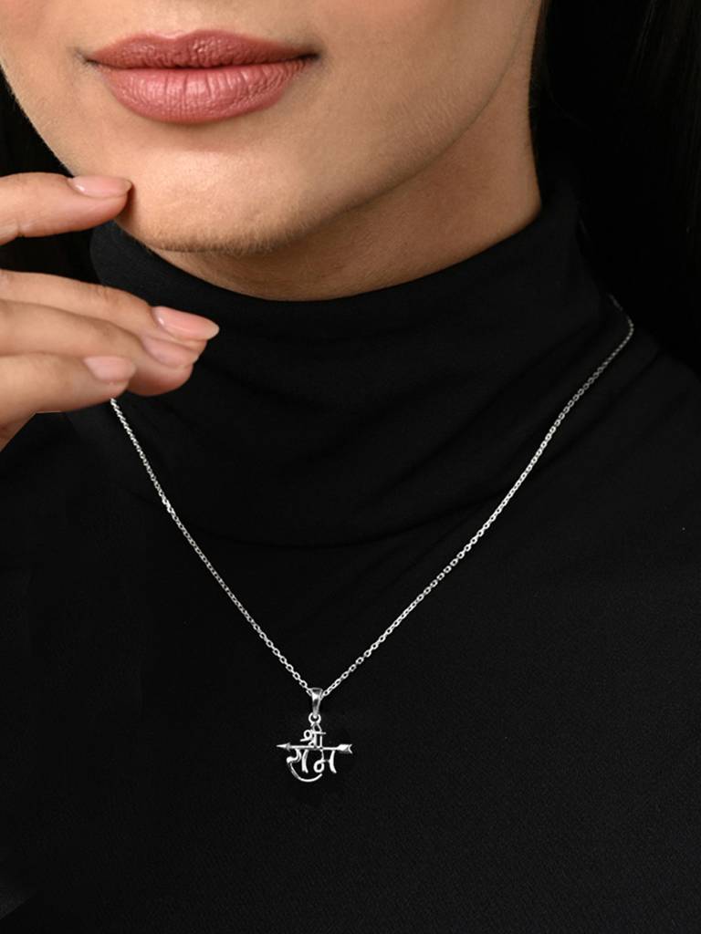 925 Silver Platinum Plated Religious Shree Ram Pendant Necklace With Chain Gift For Women & Girls : CSMNP13_FCHAIN