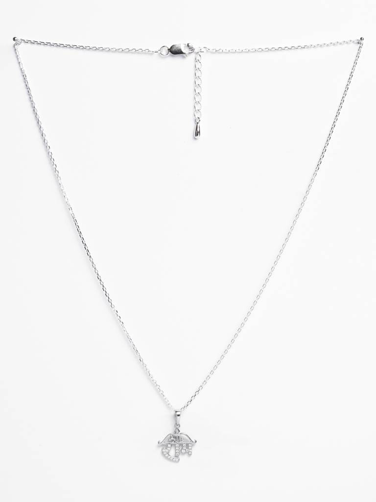 925 Silver Platinum Plated Swiss Zircon Shri Ram Pendant Necklace With Chain Gift For Women & Girls : CSMNP14_FCHAIN