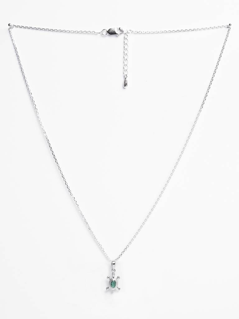 925 Silver Platinum Plated Swiss Zircon Good Luck Tortoise Turtle Pendant Necklace With Chain Gift For Women  : CSMNP15_FCHAIN