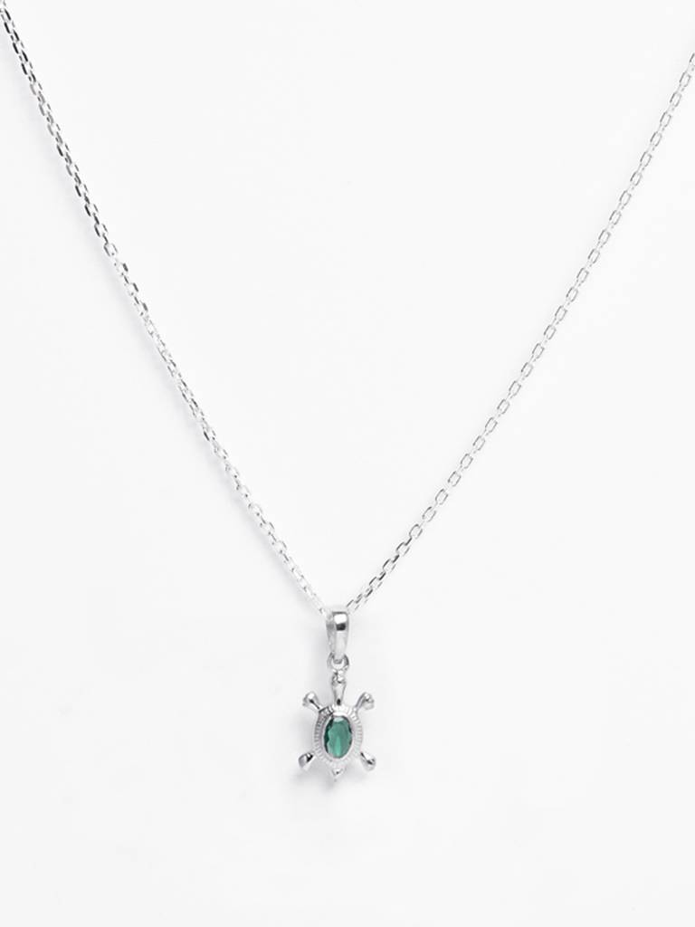 925 Silver Platinum Plated Swiss Zircon Good Luck Tortoise Turtle Pendant Necklace With Chain Gift For Women  : CSMNP15_FCHAIN