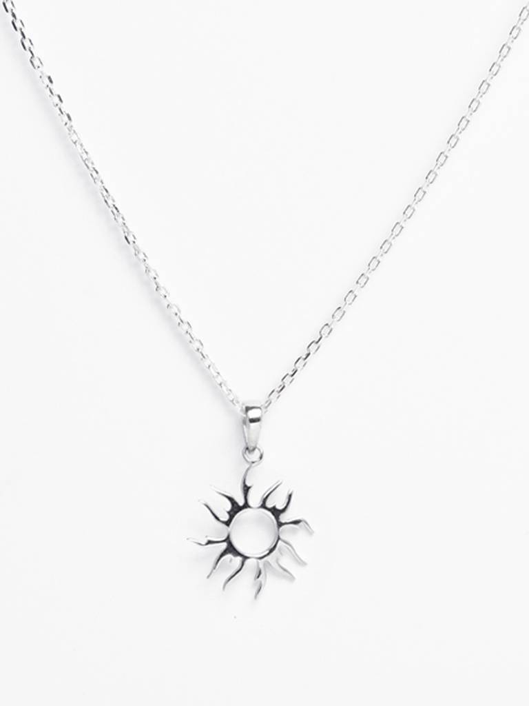 925 Silver Platinum Plated Sun Pendant Necklace With Chain Gift For Women & Girls : CSMNP5_FCHAIN