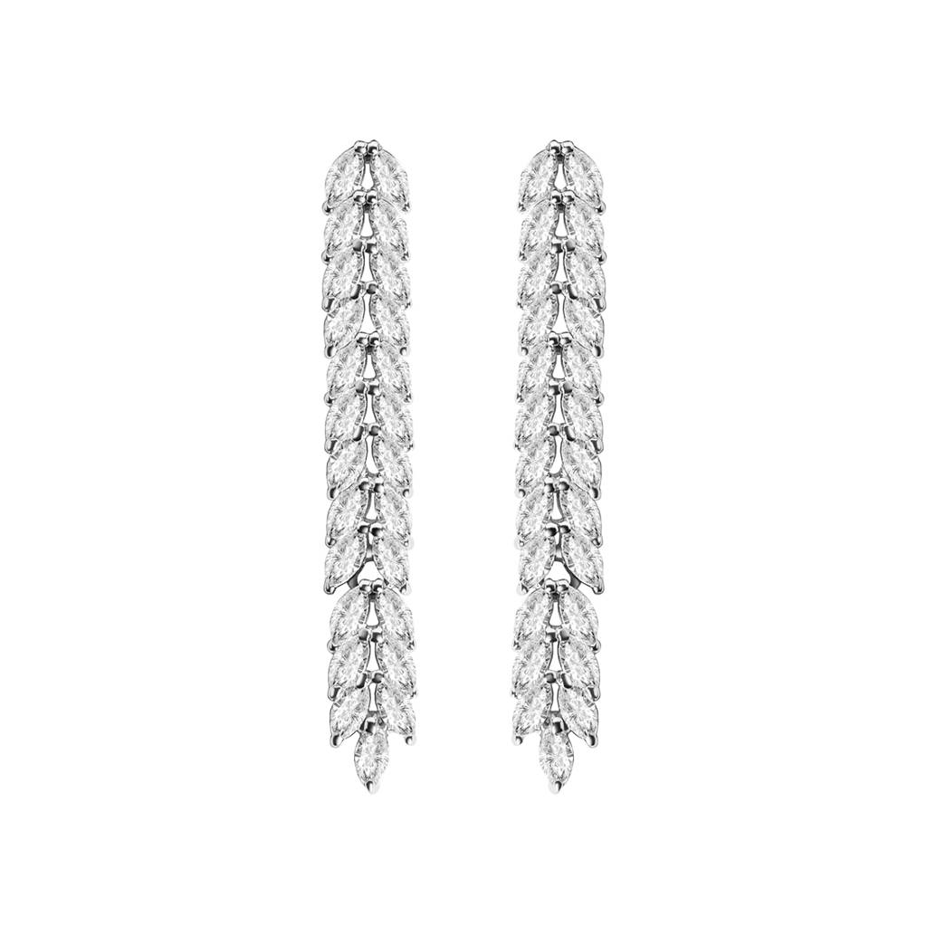 925 Sterling Silver Rhodium Plated Swiss Zirconia Stone Princess Dangler Earrings Gift For Women And Girls : CSNSE10