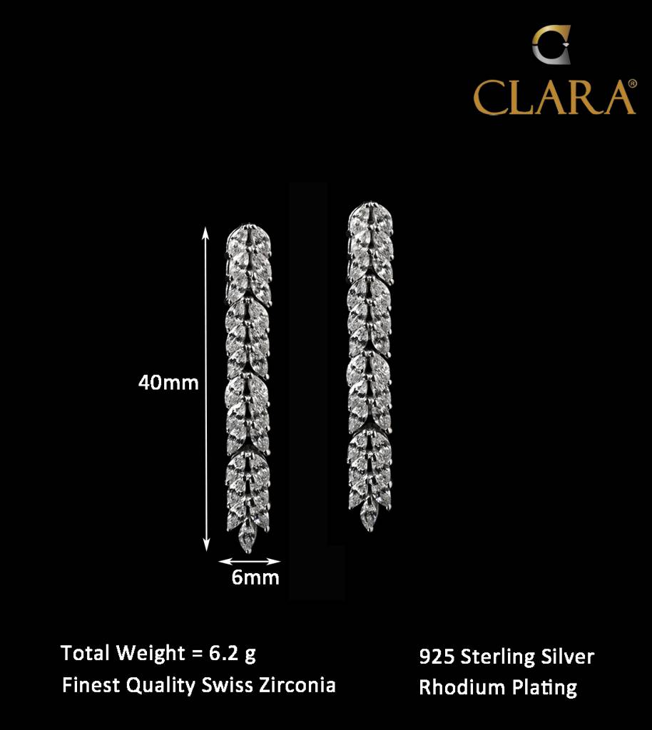 925 Sterling Silver Rhodium Plated Swiss Zirconia Stone Princess Dangler Earrings Gift For Women And Girls : CSNSE10