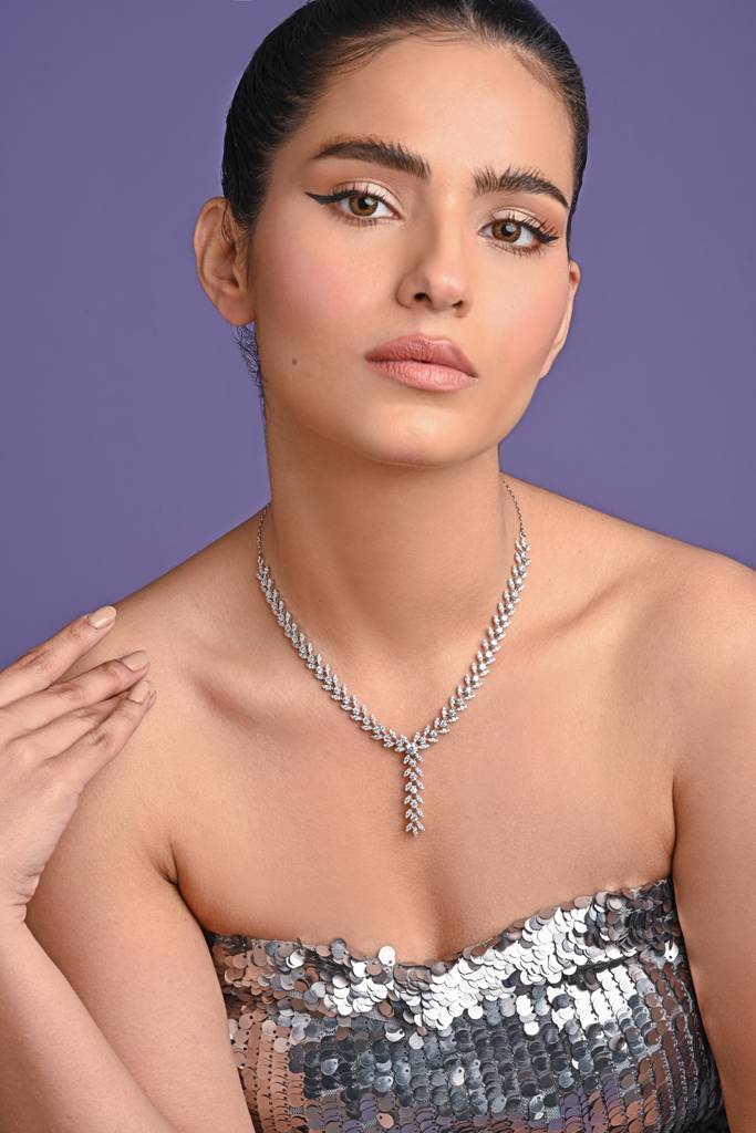 925 Sterling Silver Rhodium Plated Swiss Zirconia Stone Aiza Necklace Gift For Women And Girls : CSNSN1