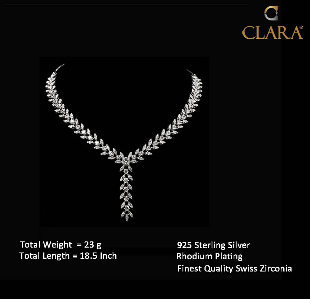 925 Sterling Silver Rhodium Plated Swiss Zirconia Stone Aiza Necklace Gift For Women And Girls : CSNSN1
