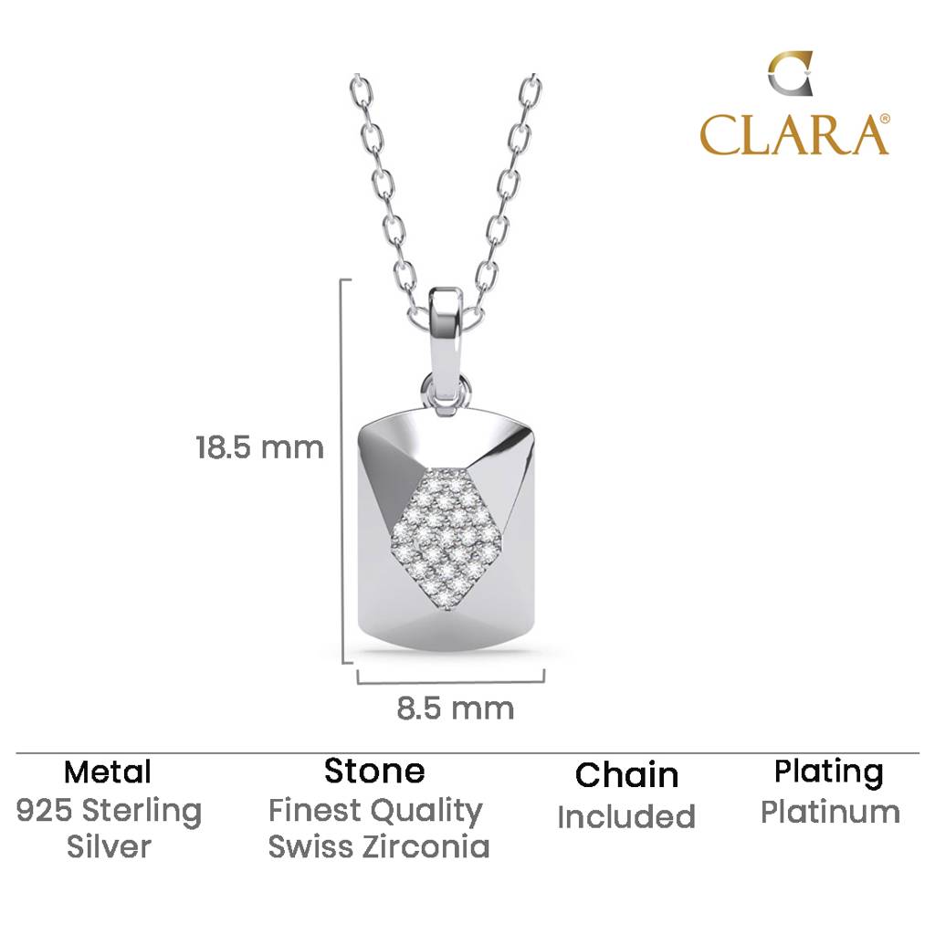 925 Sterling Silver Platinum Plated Swiss Zirconia Draco Pendant Chain Necklace Gift For Women And Girls : CSP190