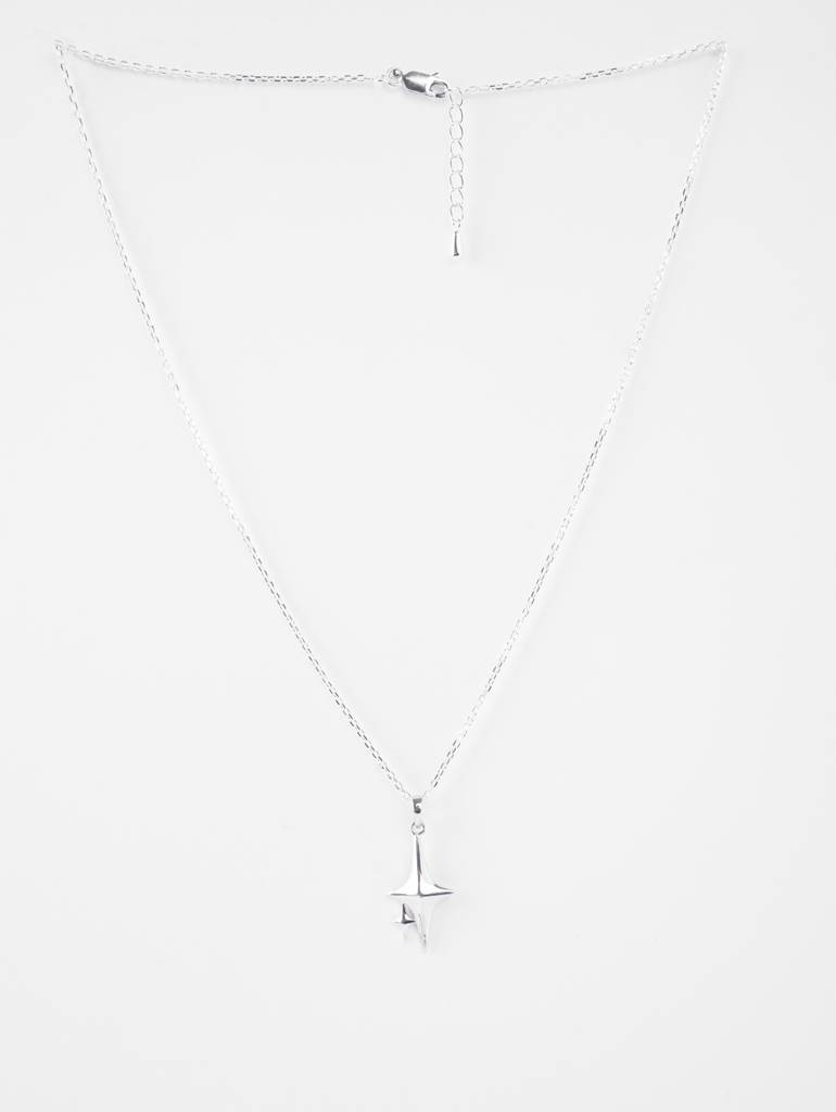 925 Sterling Silver Platinum Plated Fatin Star Pendant Chain Necklace For Women & Girls : CSP193