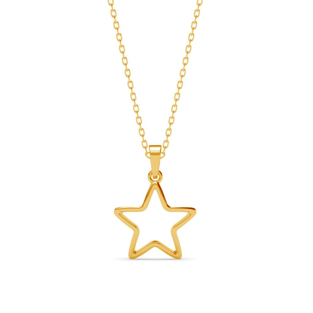 925 Sterling Silver Gold Plated Azra Star Pendant Chain Necklace For Women & Girls : CSP196