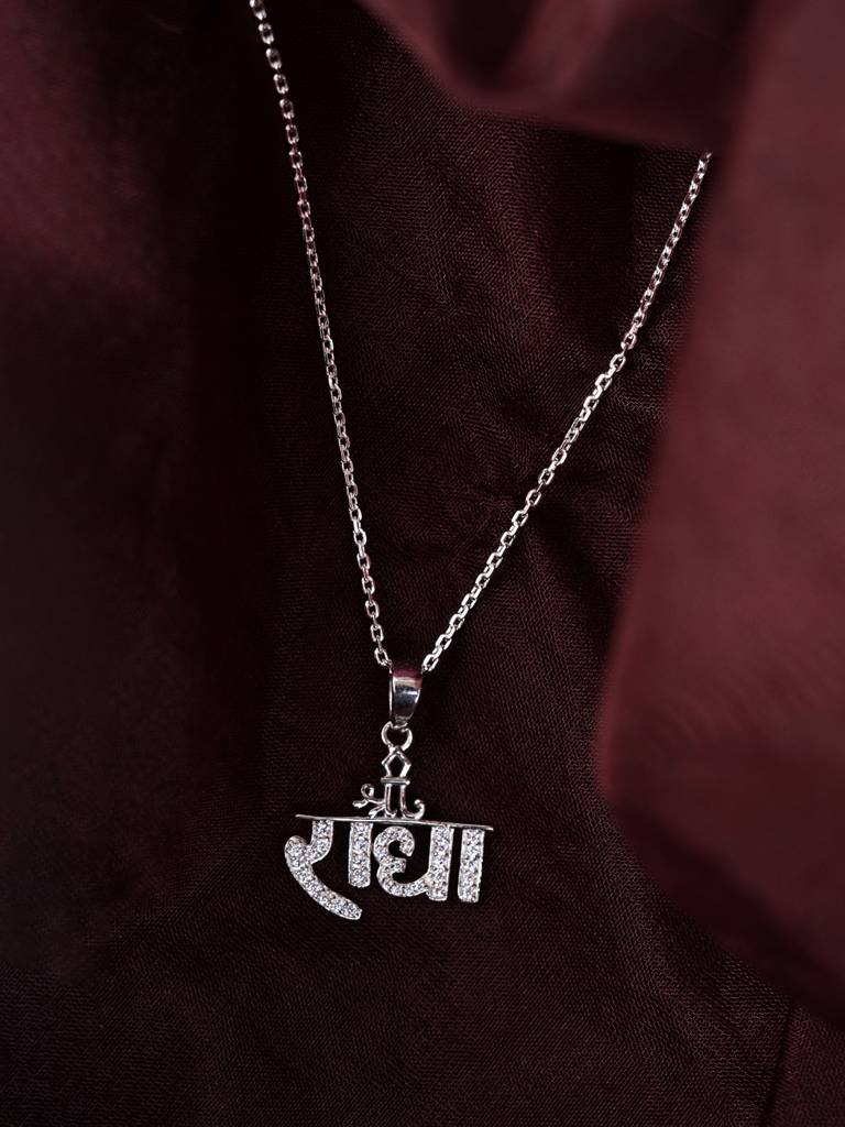 925 Silver Platinum Plated Swiss Zirconia Religious Radha Pendant
