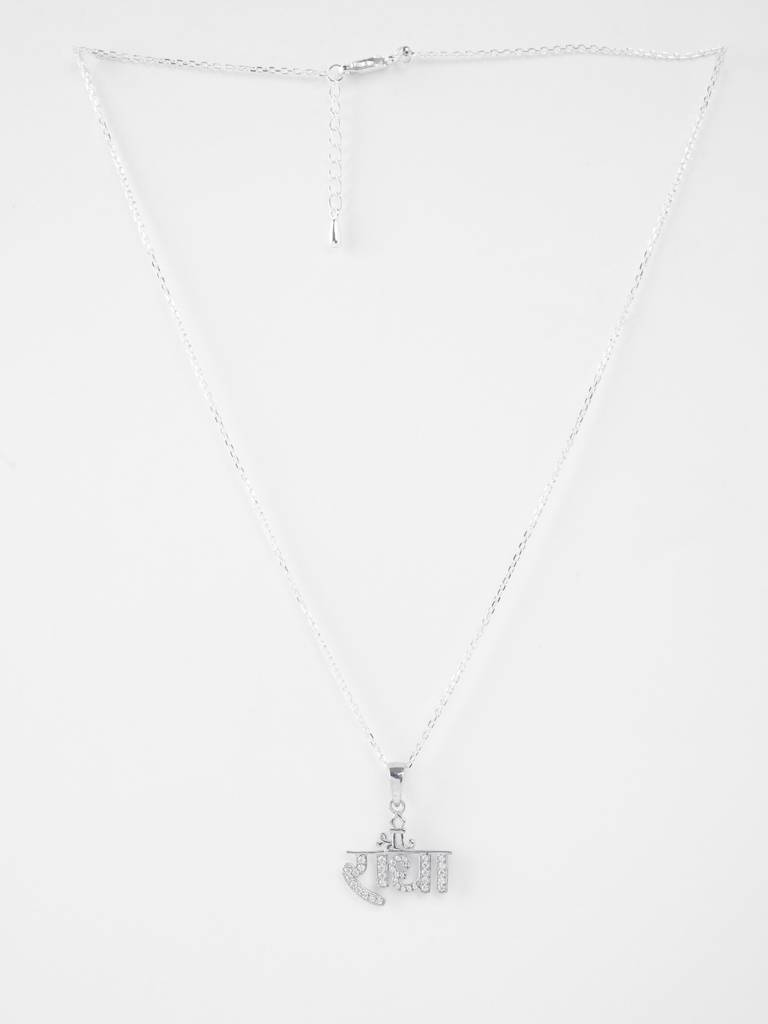 925 Silver Platinum Plated Swiss Zirconia Religious Radha Pendant Chain Necklace For Women & Girls : CSP204