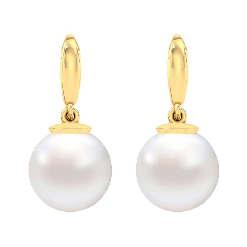 92.5 Sterling Silver Gold Plated Classic Pearl Earrings Gift For Women And Girls : CSPCZE5