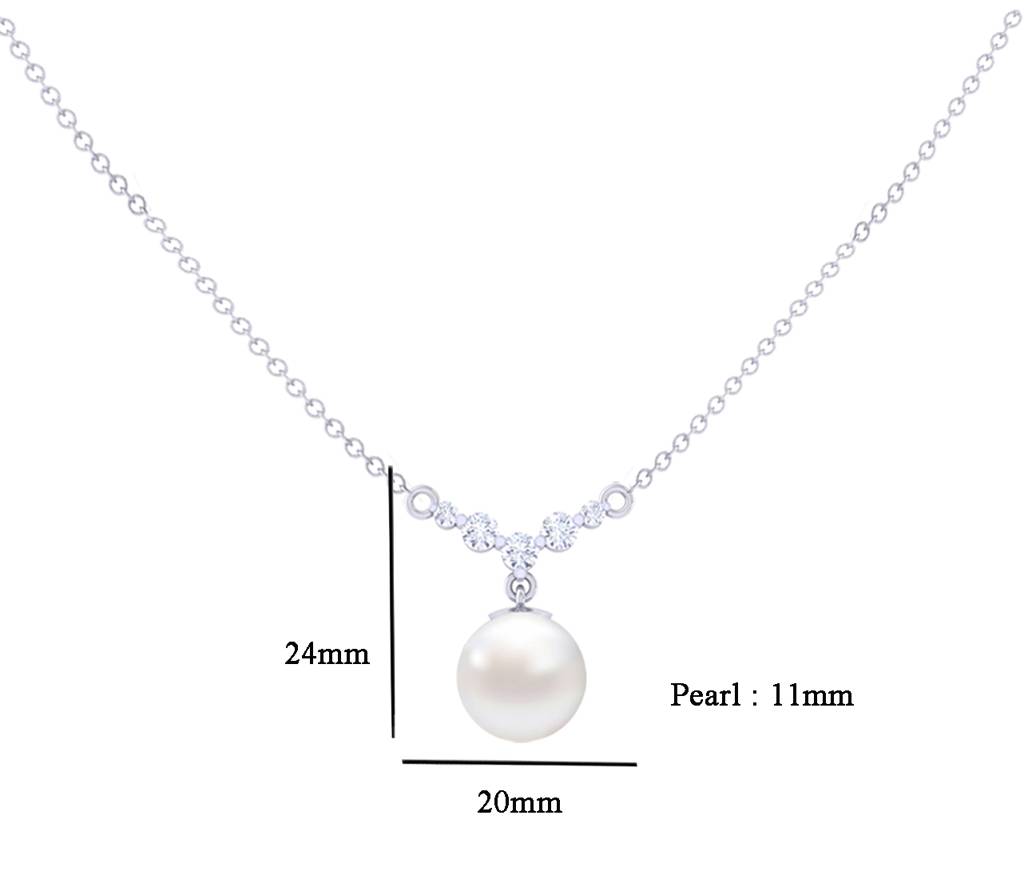 925 Sterling Silver Classic Pearl Pendant With Chain Gift For Women And Girls-Cspczp12 : CSPCZP12