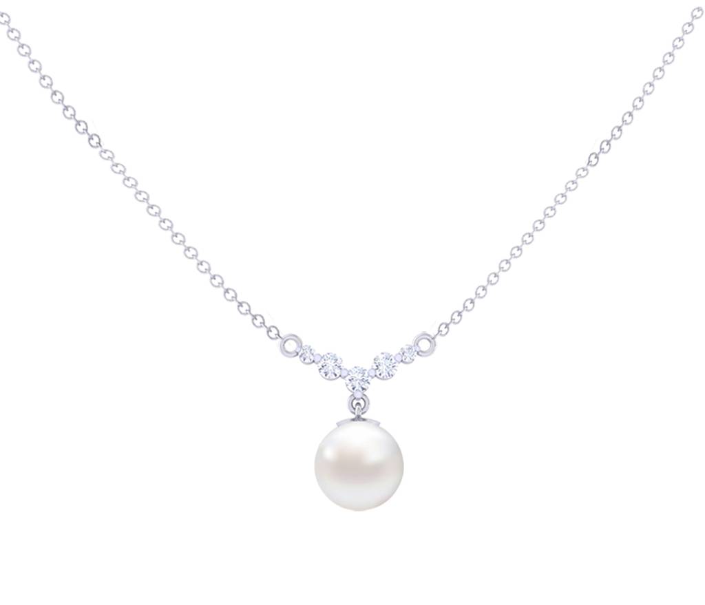 925 Sterling Silver Classic Pearl Pendant With Chain Gift For Women And Girls-Cspczp12 : CSPCZP12