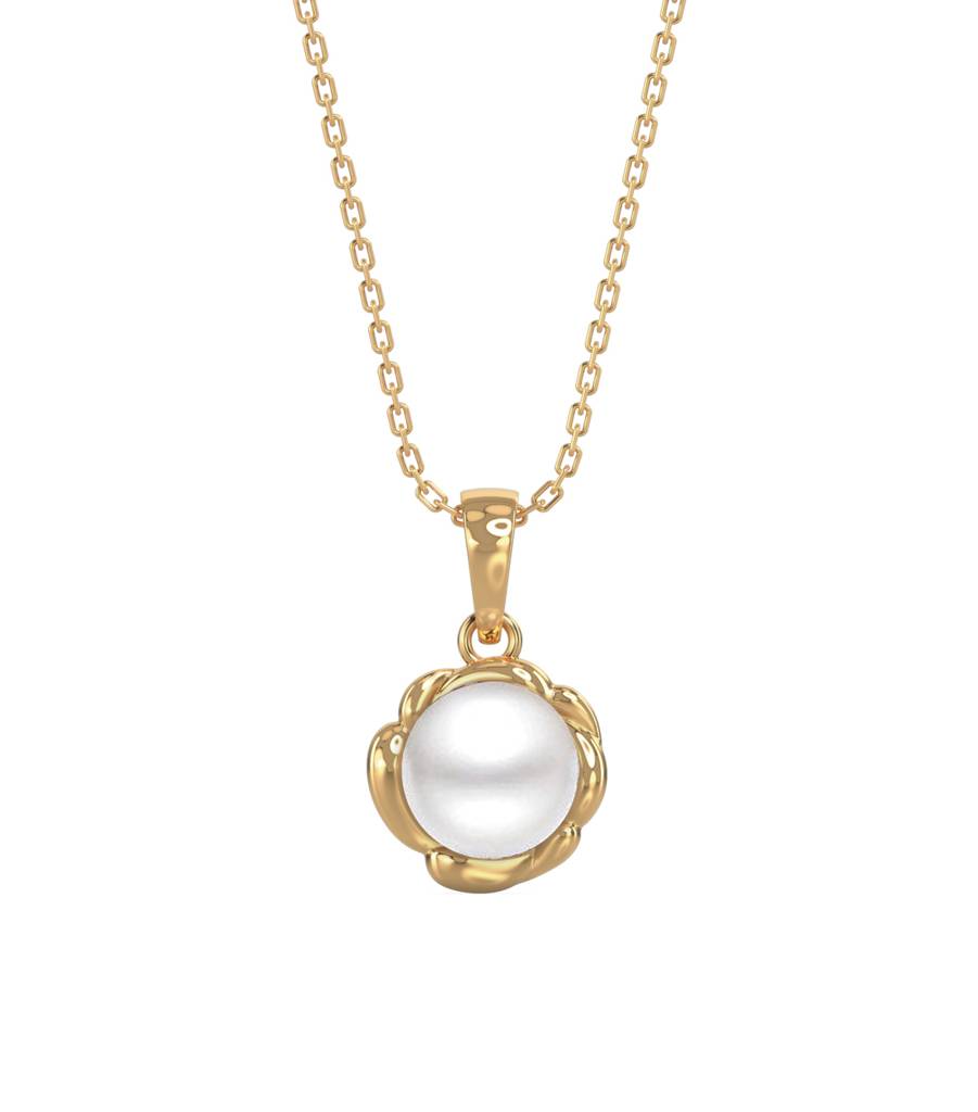 925 Silver Real Pearl Aki Pendant With Chain Necklace Rhodium Plated Gift For Women & Girls : CSPCZP27