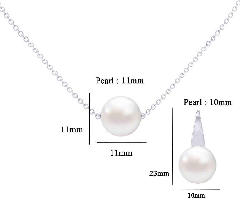 925 Sterling Silver Classic Pearl Pendant Earrings Chain Jewellery Set Gift For Women And Girls-Cspczp7E3 : CSPCZP7E3