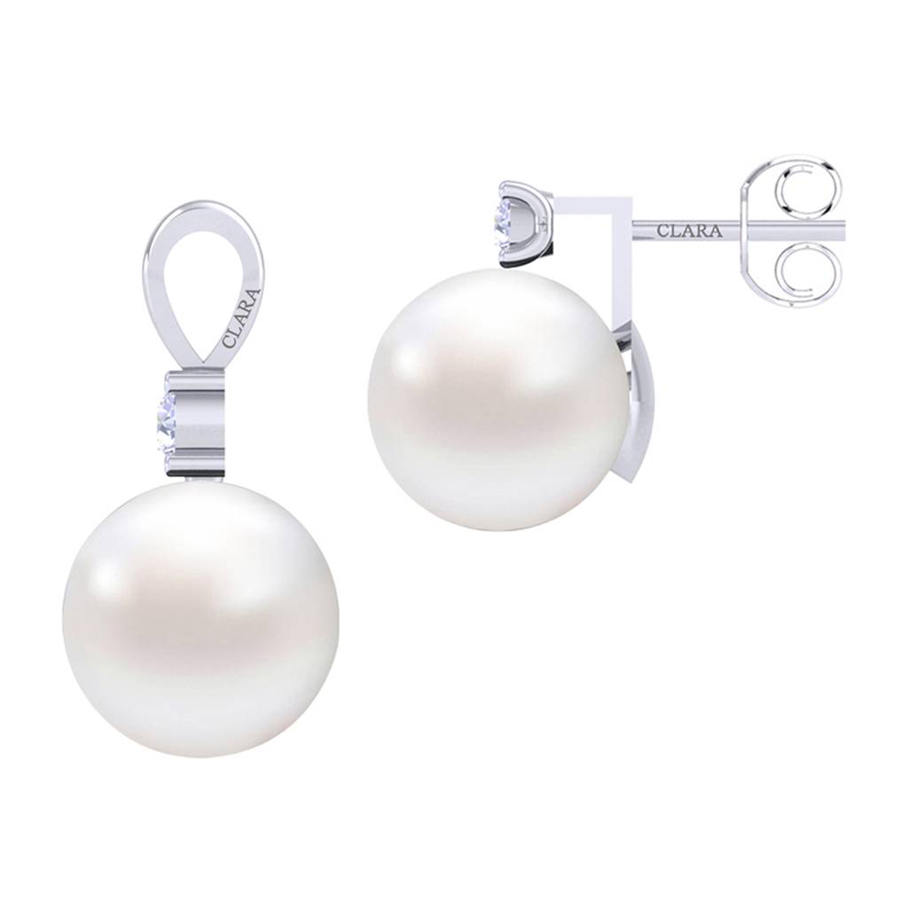 925 Sterling Silver Classic Pearl Pendant Earrings Chain Jewellery Set Gift For Women And Girls-Cspczp9E2 : CSPCZP9E2