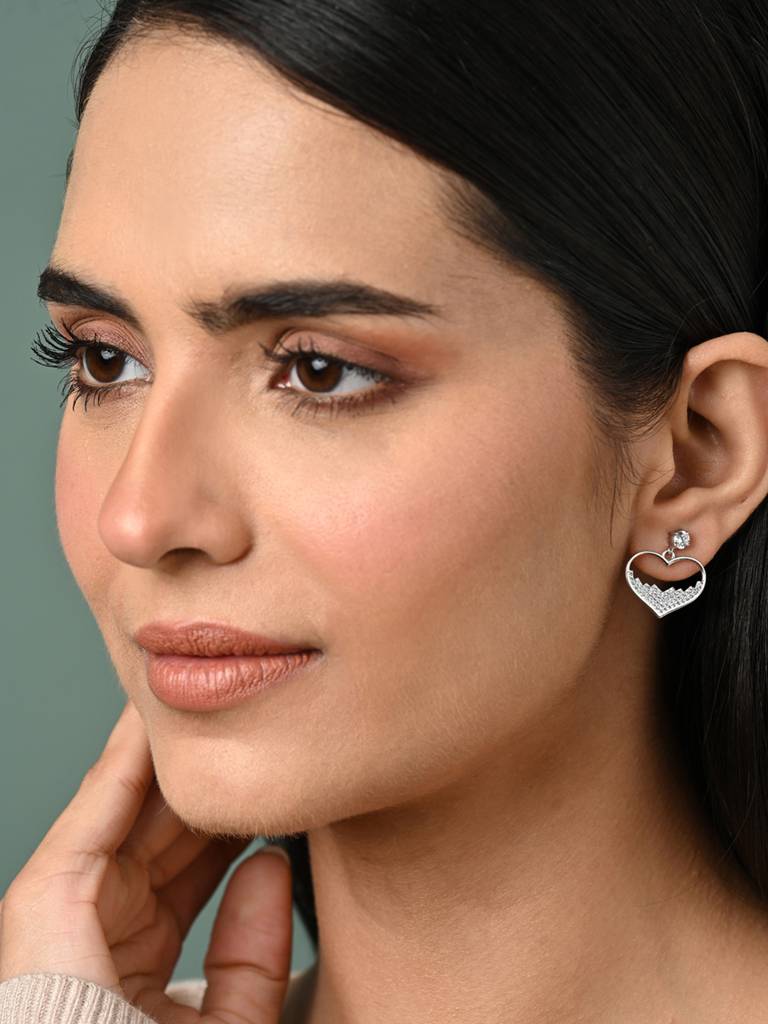 Clara 925 Silver Cuore Heart Earrings : CSPSE48