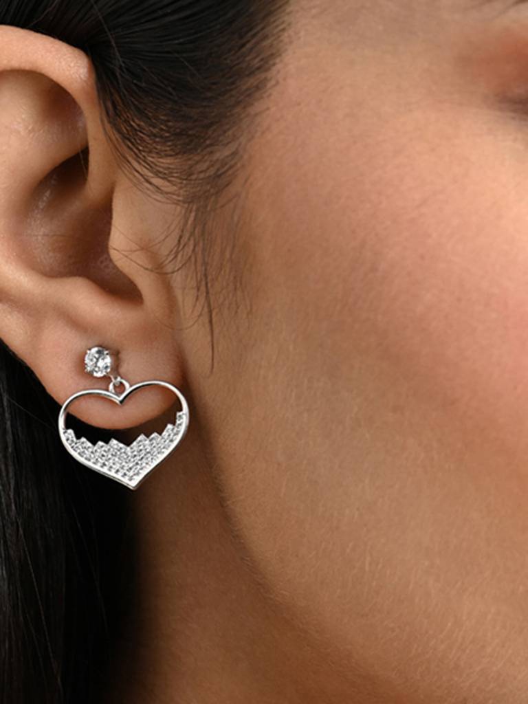Clara 925 Silver Cuore Heart Earrings : CSPSE48