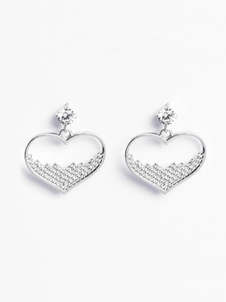 Clara 925 Silver Cuore Heart Earrings : CSPSE48